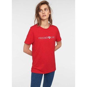 $128 Zoe Karssen Prisoner of Love Loose Fit T-Shirt Cherry Red Cotton ( S )